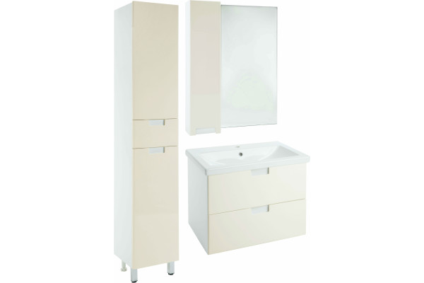 Зеркало-шкаф Bellezza Пегас 70 L, бежевое, с дверками, прямоугольное