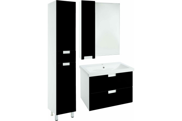 Зеркало-шкаф Bellezza Пегас 70 L, черное, с дверками, прямоугольное