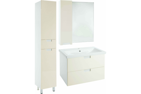 Зеркало-шкаф Bellezza Пегас 80 L, бежевое, с дверками, прямоугольное