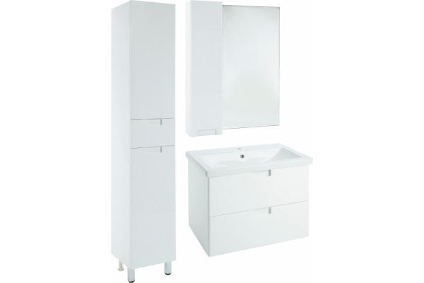 Зеркало-шкаф Bellezza Пегас 80 L, белое, с дверками, прямоугольное, левое