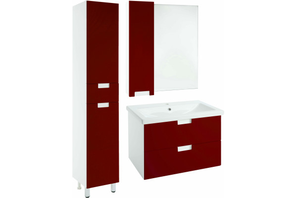 Зеркало-шкаф Bellezza Пегас 90 L, красное, с дверками, прямоугольное