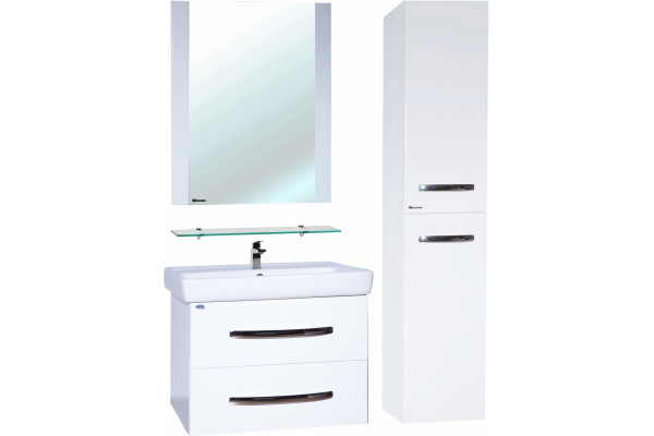 Тумба для комплекта Bellezza Рокко 80 подвесная, белая 2 ящика, (тигода), с доводчиками, ручки хром