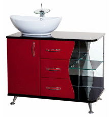 Тумба для комплекта Bellezza Рио 90 L красная с черным, левая, напольная