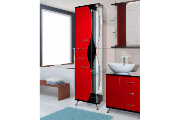 Шкаф-пенал Bellezza Рио 50 L красный с черным, левый, напольный