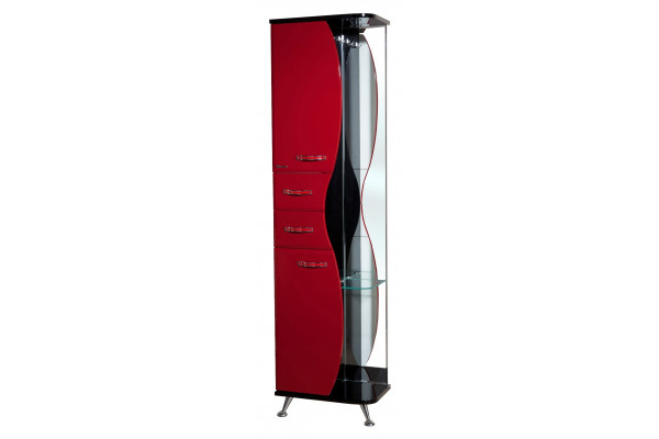 Шкаф-пенал Bellezza Рио 50 L красный с черным, левый, напольный