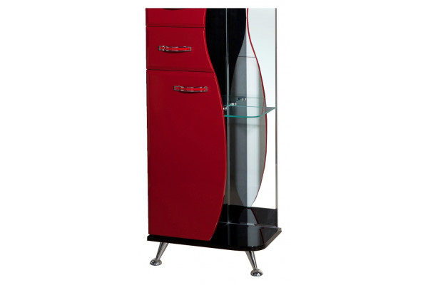 Шкаф-пенал Bellezza Рио 50 L красный с черным, левый, напольный