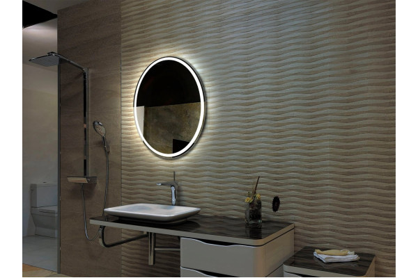 Зеркало Bellezza Vesta 60х80 см, с подсветкой, округлое, с розеткой