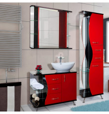 Мебель для ванной Bellezza Рио 90 R красная с черным, правая, напольная