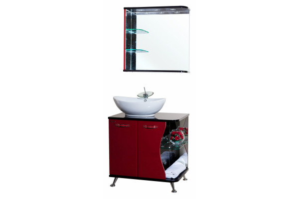 Мебель для ванной Bellezza Рио 70 L красная с черным, левая, напольная