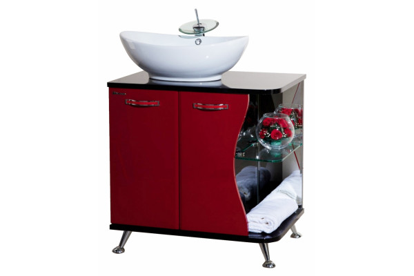 Мебель для ванной Bellezza Рио 70 L красная с черным, левая, напольная