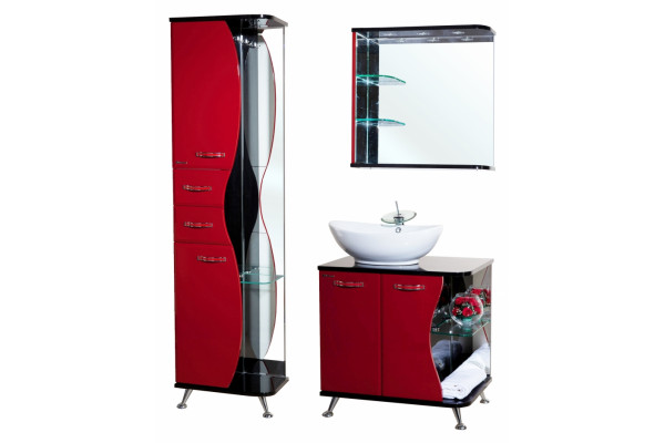 Мебель для ванной Bellezza Рио 70 L красная с черным, левая, напольная