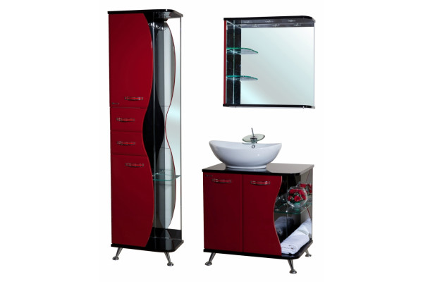 Зеркало Bellezza Рио 70 L красное с черным, левое, с полками