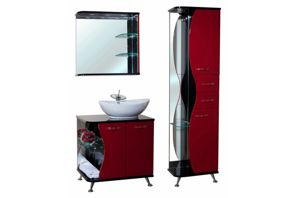 Зеркало Bellezza Рио 70 R красное с черным, правое, с полками