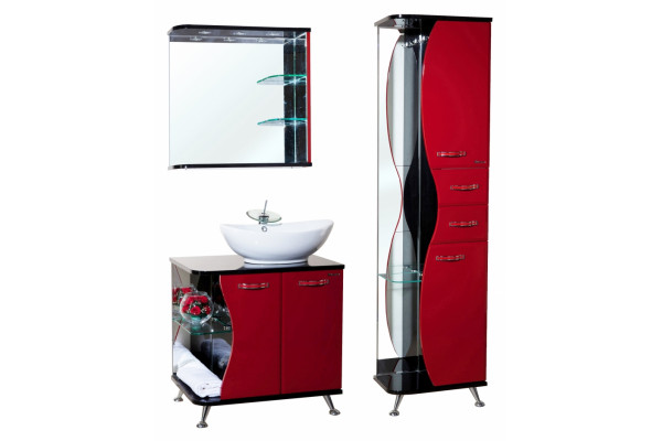 Тумба для комплекта Bellezza Рио 70 R красная с черным, правая, напольная
