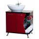 Тумба с раковиной Bellezza Рио 70 L красная с черным, напольная, левая