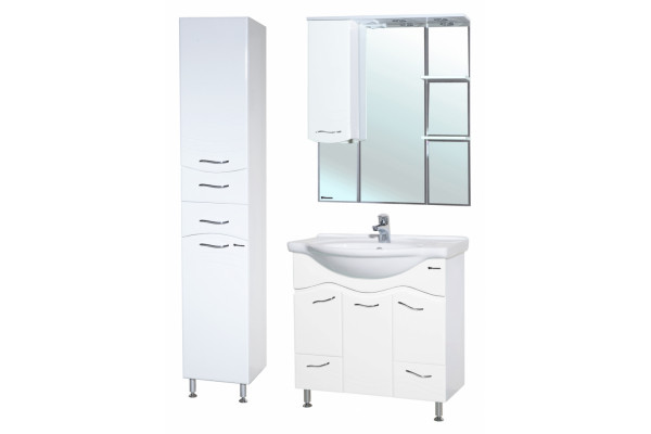 Зеркало-шкаф Bellezza Мари 75 L белый левое, с полками, с подсветкой
