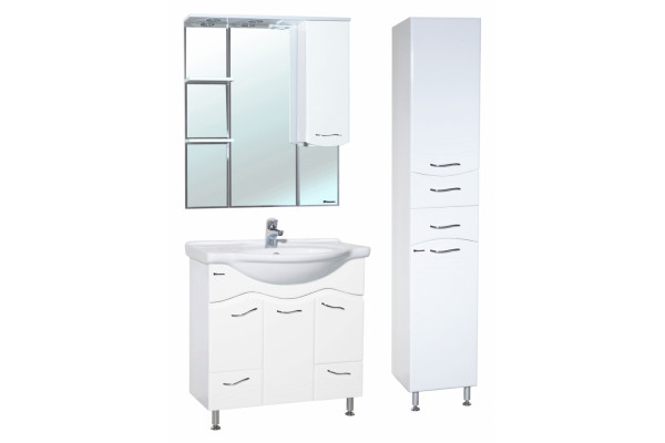 Зеркало-шкаф Bellezza Мари 75 R белый правое, с полками, с подсветкой