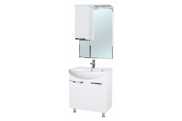 Зеркало-шкаф Bellezza Альфа 65 L белый левое, с подсветкой, ручки хром