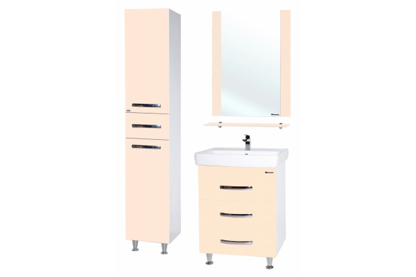 Зеркало Bellezza Рокко 60 бежевое с полками, прямоугольное, ручки хром