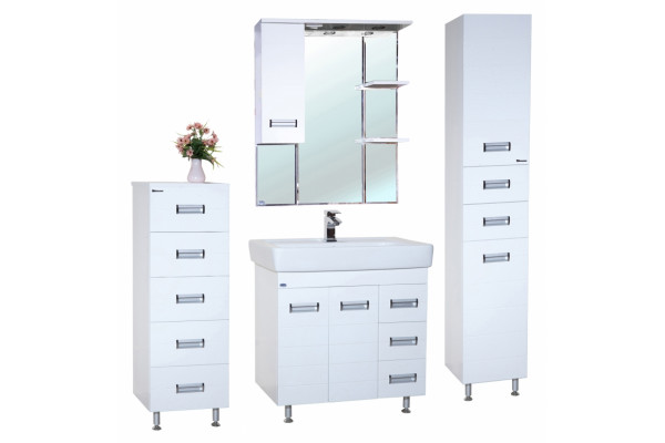 Зеркало-шкаф Bellezza Сиена 80 L белый левое, с полками, с подсветкой