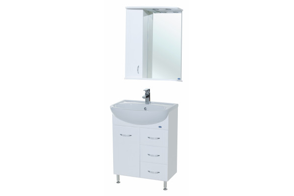 Тумба с раковиной Bellezza Уют 60 3 ящика белая, напольная, ручки хром