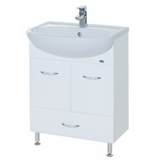 Тумба с раковиной Bellezza Уют 60 с нижним ящиком белая, напольная, ручки хром