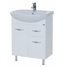 Тумба с раковиной Bellezza Стелла 65 1 ящик белая, напольная, с доводчиками