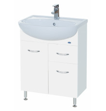 Тумба с раковиной Bellezza Уют 60 1 ящик белая, напольная, ручки хром