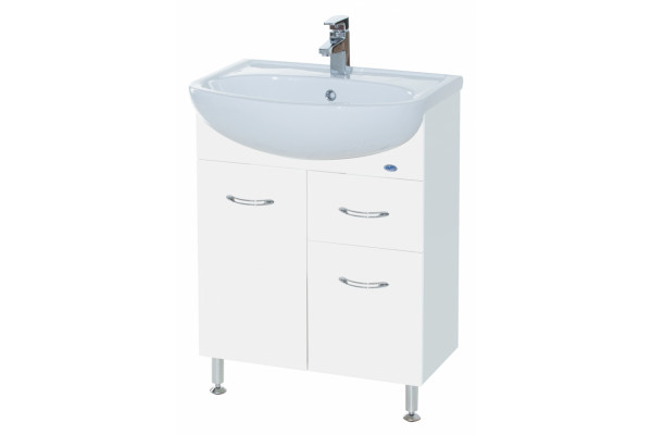 Тумба с раковиной Bellezza Уют 60 1 ящик белая, напольная, ручки хром