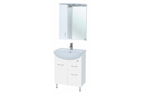 Тумба с раковиной Bellezza Уют 60 1 ящик белая, напольная, ручки хром