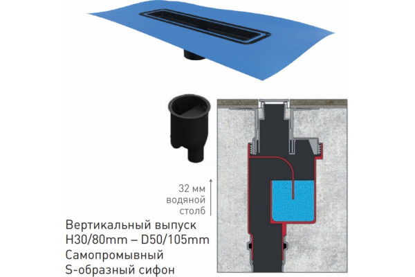 Душевой лоток Berges Wasserhaus Simpel 090010 40 см хром, в пол около стены