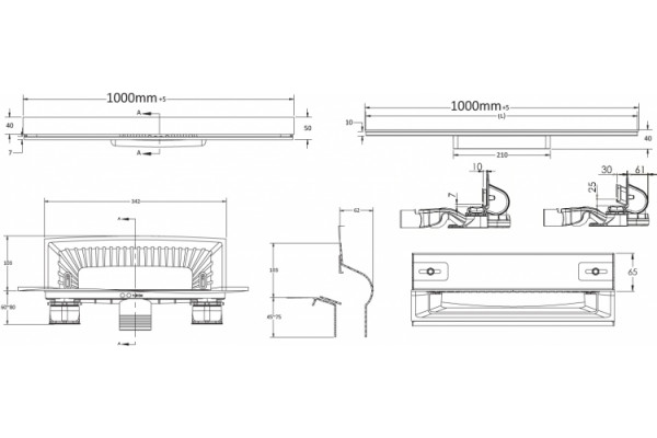 Душевой лоток Berges Wasserhaus Wall 091157 100 см хром, в стену