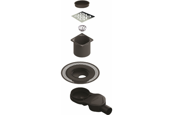 Душевой трап Berges Wasserhaus Platz Antik 090161 15x15 см хром, в пол около стены