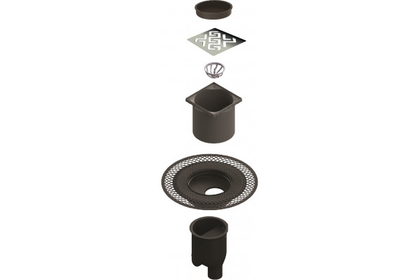 Душевой трап Berges Wasserhaus Platz Antik 090061 15x15 см хром, в пол около стены