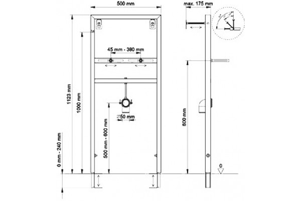 Система инсталляции для раковин Berges Wasserhaus Novum 049214049214 50x17.5x112.3 см