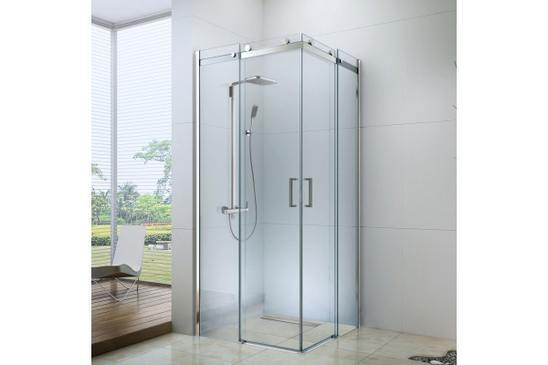 Душевой уголок Berges Wasserhaus Gelios 061027 100х100, профиль хром сильвер, квадратный, двери раздвижные