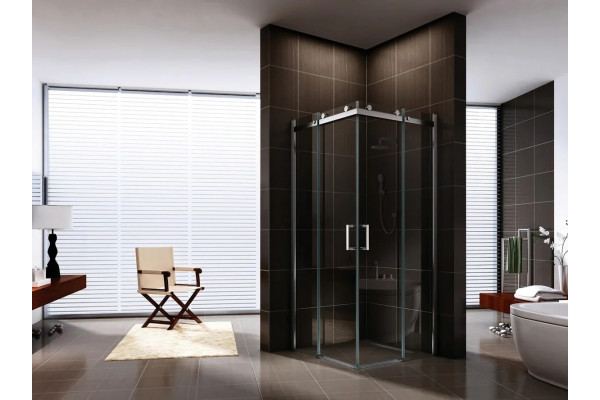 Душевой уголок Berges Wasserhaus Gelios 061027 100х100, профиль хром сильвер, квадратный, двери раздвижные