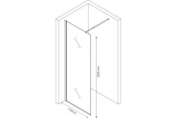 Душевая перегородка Berges Wasserhaus Sky Black 064011 110x200, профиль черный, стекло прозрачное, с покрытием анти-капля