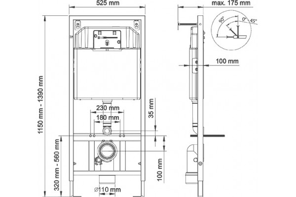 Система инсталляции для унитазов Berges Wasserhaus Novum 040231 с кнопкой смыва, белая, 52.5x17.5x139 см