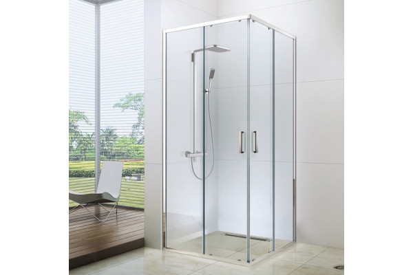 Душевой уголок Berges Wasserhaus Solo 061121 100х100, профиль хром сильвер, квадратный, двери раздвижные