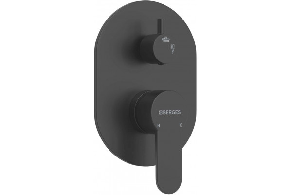 Душевой комплект Berges Wasserhaus Ventas 3R 073008 С ВНУТРЕННЕЙ ЧАСТЬЮ, черный матовый, шланг металлический 150 см
