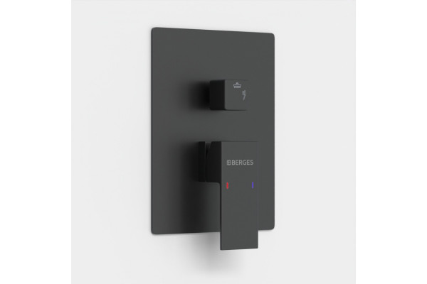 Душевой комплект Berges Wasserhaus Ventas 3S 073006 С ВНУТРЕННЕЙ ЧАСТЬЮ, черный матовый, шланг металлический 150 см, 1 режим
