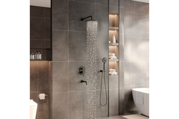 Душевой комплект Berges Wasserhaus Nardis 3R 071008 С ВНУТРЕННЕЙ ЧАСТЬЮ, черный матовый, шланг металлический 150 см