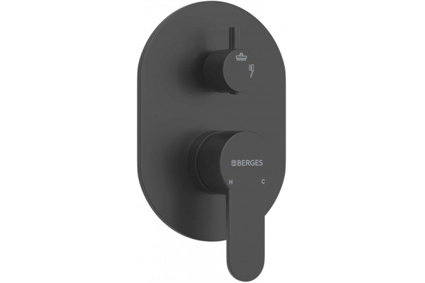 Душевой комплект Berges Wasserhaus Nardis 3R 071008 С ВНУТРЕННЕЙ ЧАСТЬЮ, черный матовый, шланг металлический 150 см