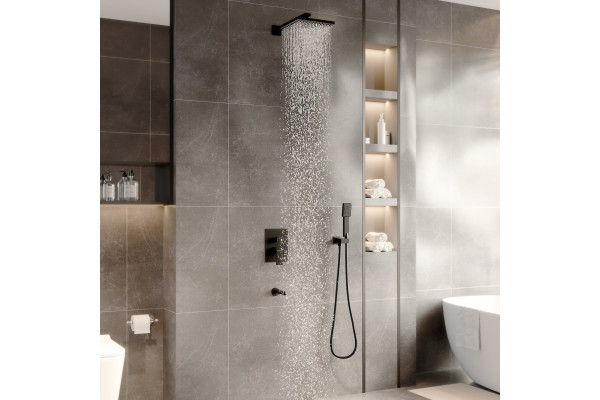 Душевой комплект Berges Wasserhaus Nardis 3S 071006 С ВНУТРЕННЕЙ ЧАСТЬЮ, черный матовый, шланг металлический 150 см