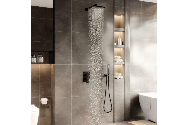 Душевой комплект Berges Wasserhaus Nardis 2S 071002 С ВНУТРЕННЕЙ ЧАСТЬЮ, черный матовый, шланг металлический 150 см