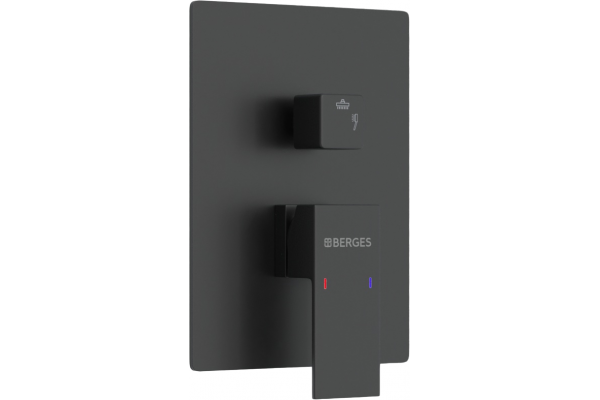 Душевой комплект Berges Wasserhaus Nardis 2S 071002 С ВНУТРЕННЕЙ ЧАСТЬЮ, черный матовый, шланг металлический 150 см