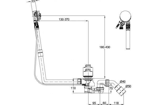 Слив-перелив Bette Multiplex Trio MT5 B606-000 удлиненный