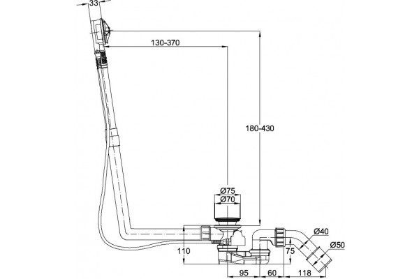 Слив-перелив Bette Multiplex M5 B602-000 удлиненный