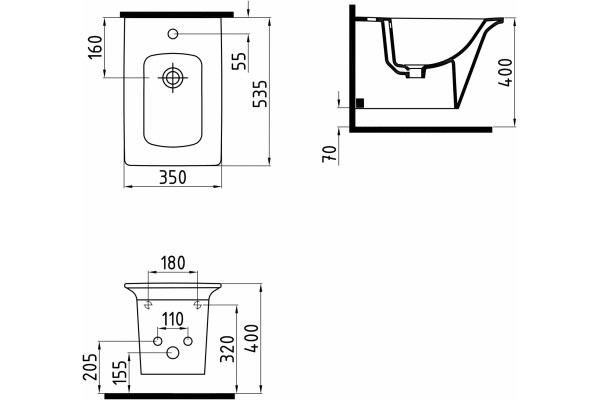 Биде подвесное Bien Lotus LTBA05401VD1W3000 цвет белый, прямоугольное, 35x53.5 см